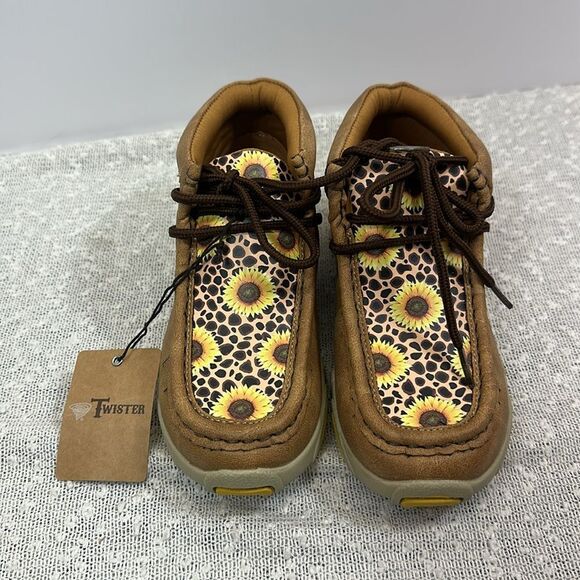 Twister Western Chukka Boots Shoes Cheetah Sunflower Girls 12 NWT - Picture 3 of 11